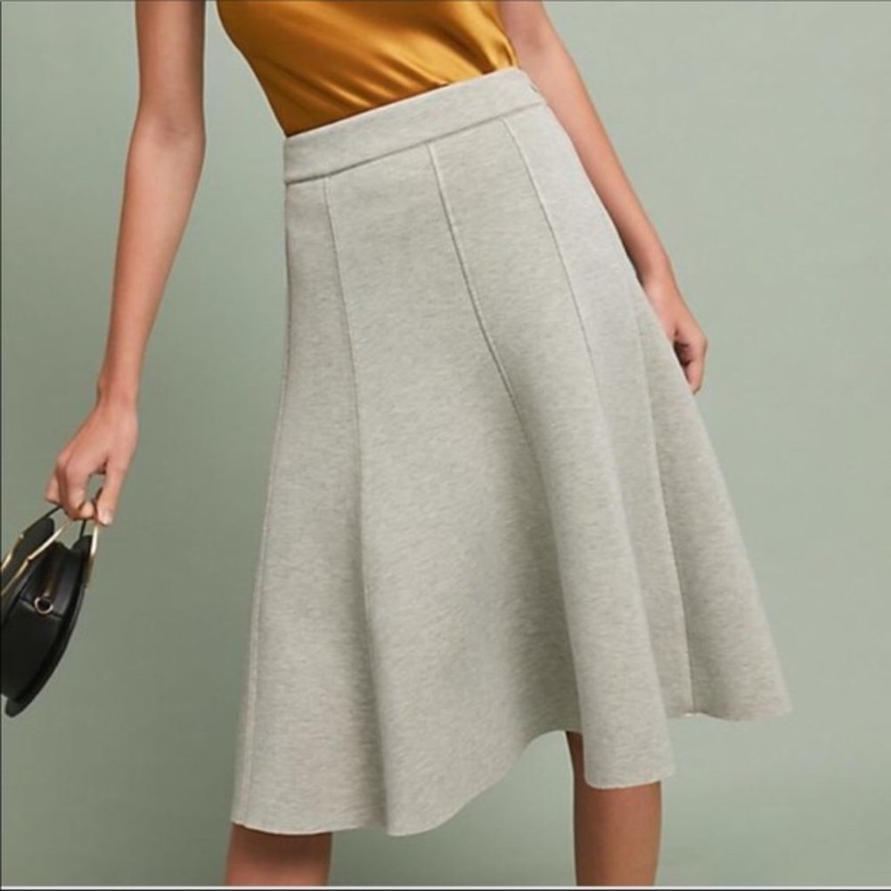 Anthropologie Maeve Gray/Yellow High A-Line Skirt